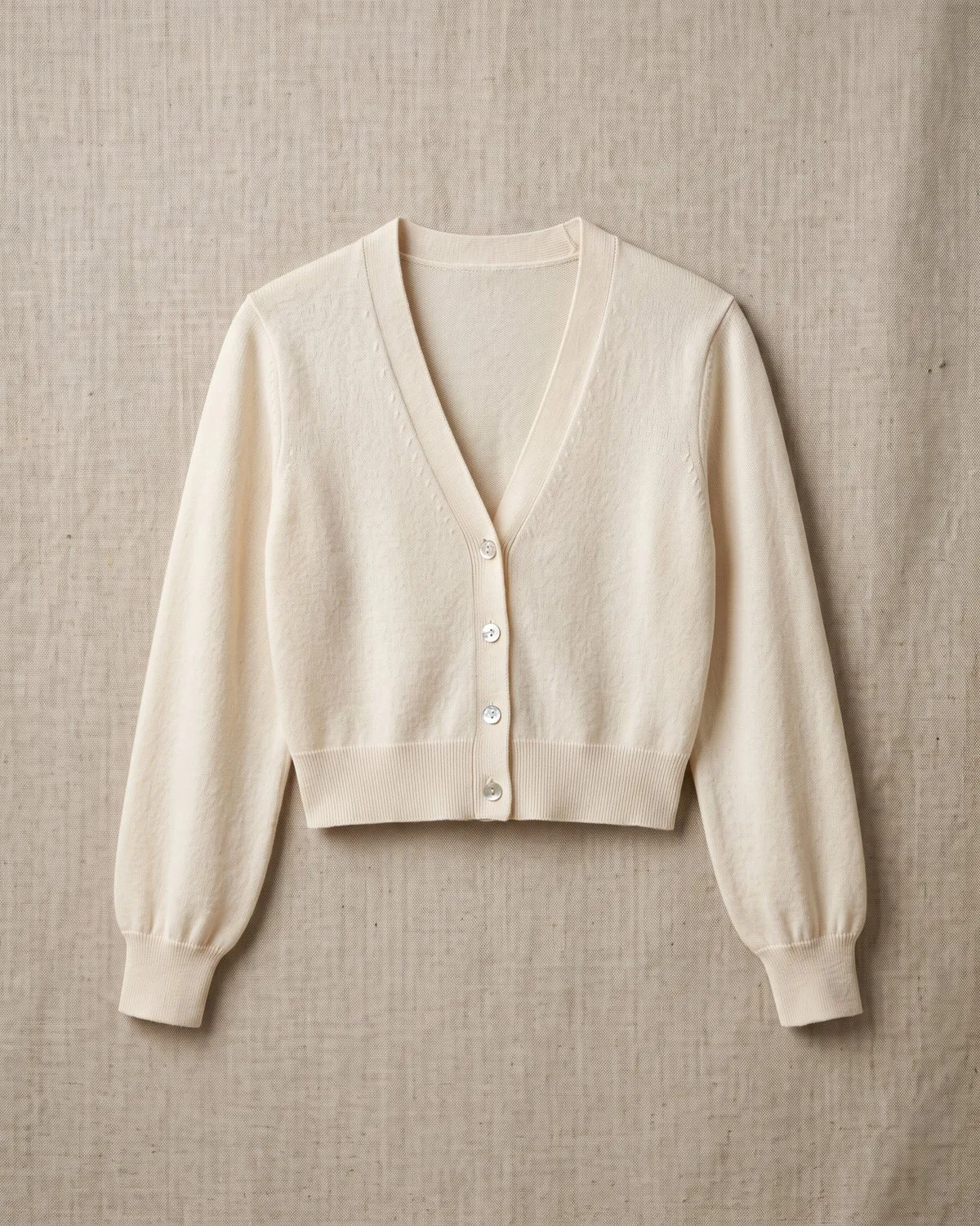 Cardigan Blanche — Cardigan corto de punto fino con botones.