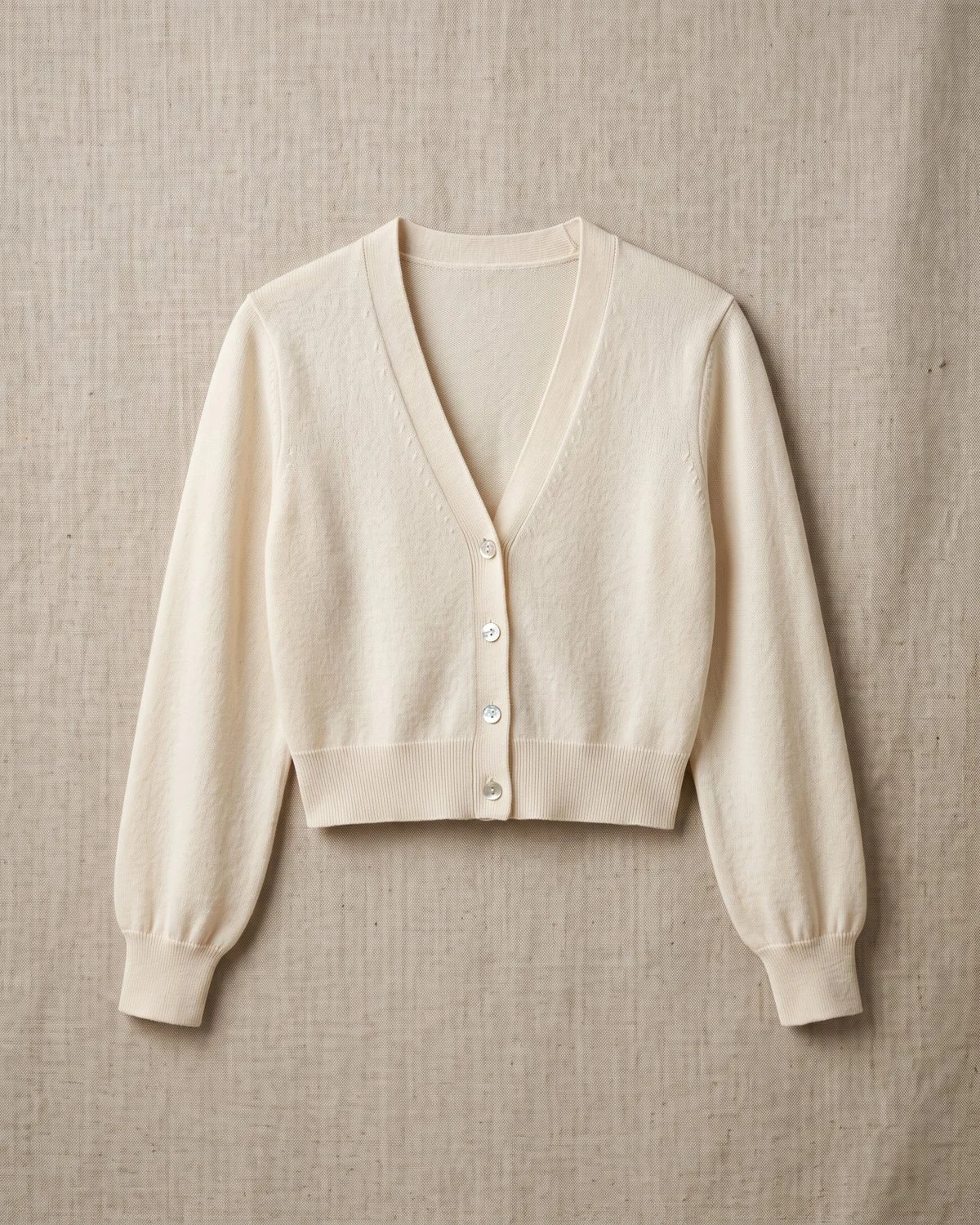 Cardigan Blanche — Cardigan corto de punto fino con botones.